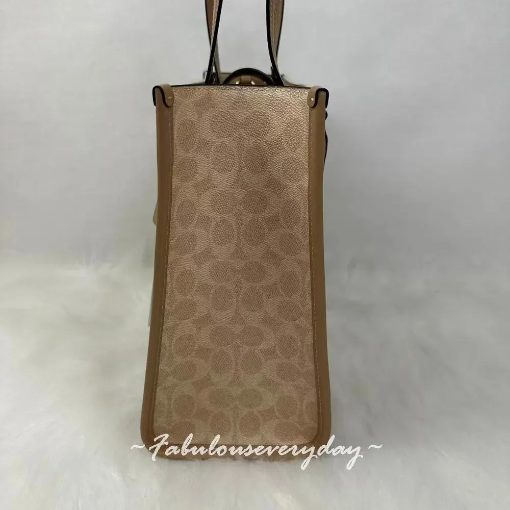 Coach Maggie Tote Bag In Colorblock In Canvas/Gold/Dark Natural Multi CAK59 NWT